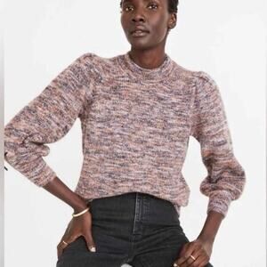 Madewell Space-Dyed Eaton Puff-Sleeve Pullover Sweater size small